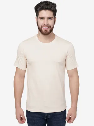 Cream  Solid Slim Fit T-Shirt | JadeBlue