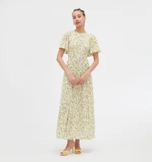 The Dominique Dress - Yellow Basketweave Vine